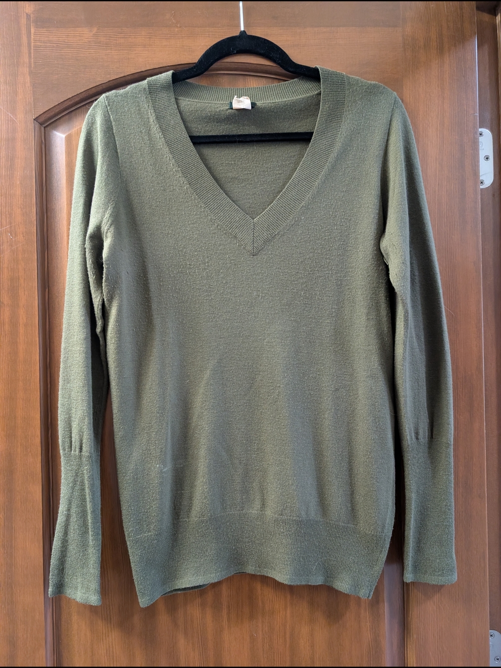 J. Crew Olive Green V-Neck Sweater
